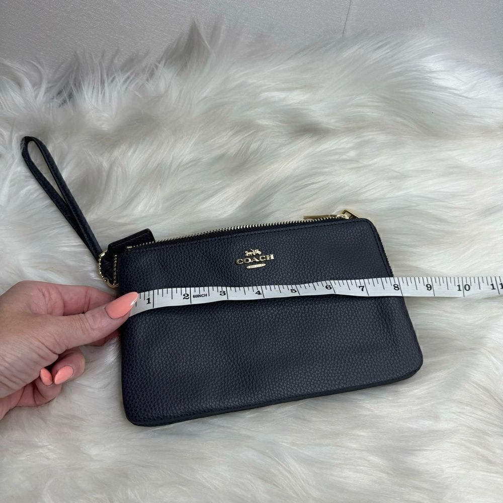 Coach Double Zip Pebbled Leather Corner Zip Wristlet - Picture 8 of 9